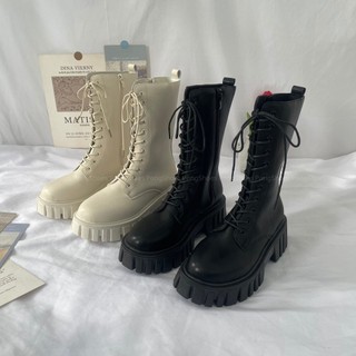 Giày Bốt Nữ Ulzzang cao cổ khoá cạnh PongShoes - FULL BOX - Mã 1495