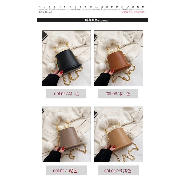 Túi Xách JASMIN NOIR Da PU Hình Trụ Phối Dây Xích Đeo Vai Sành Điệu Cho Nữ