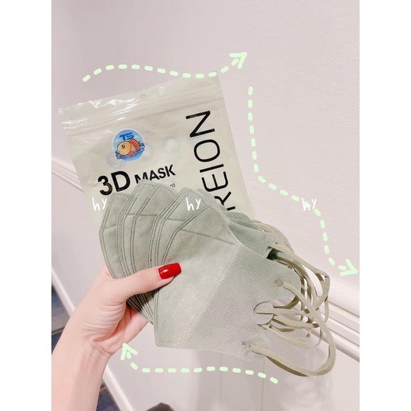 Khẩu trang 3D Thái Lan màu Trendy, không xù lông , êm tai , thoáng mát