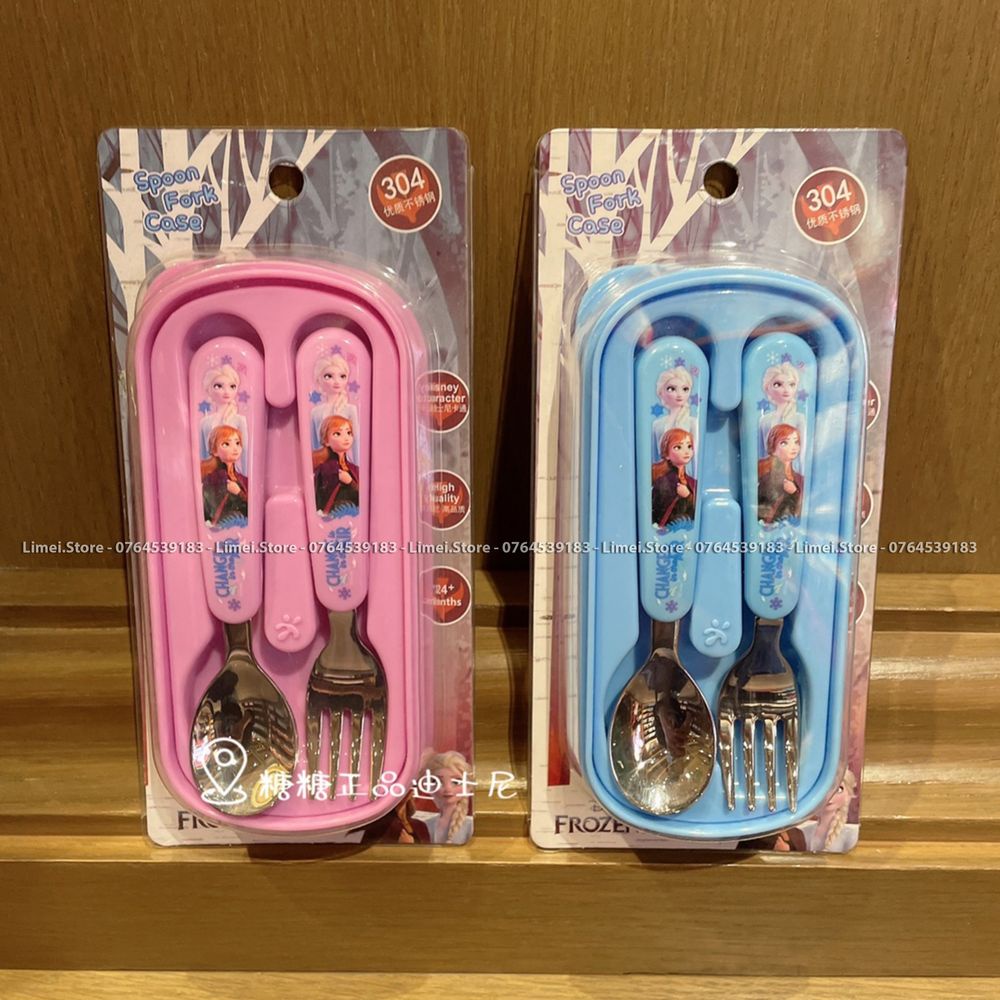 Set muỗng nĩa hộp Disney hình Frozen Car95 Mickey Minnie cho trẻ em bé trai gái