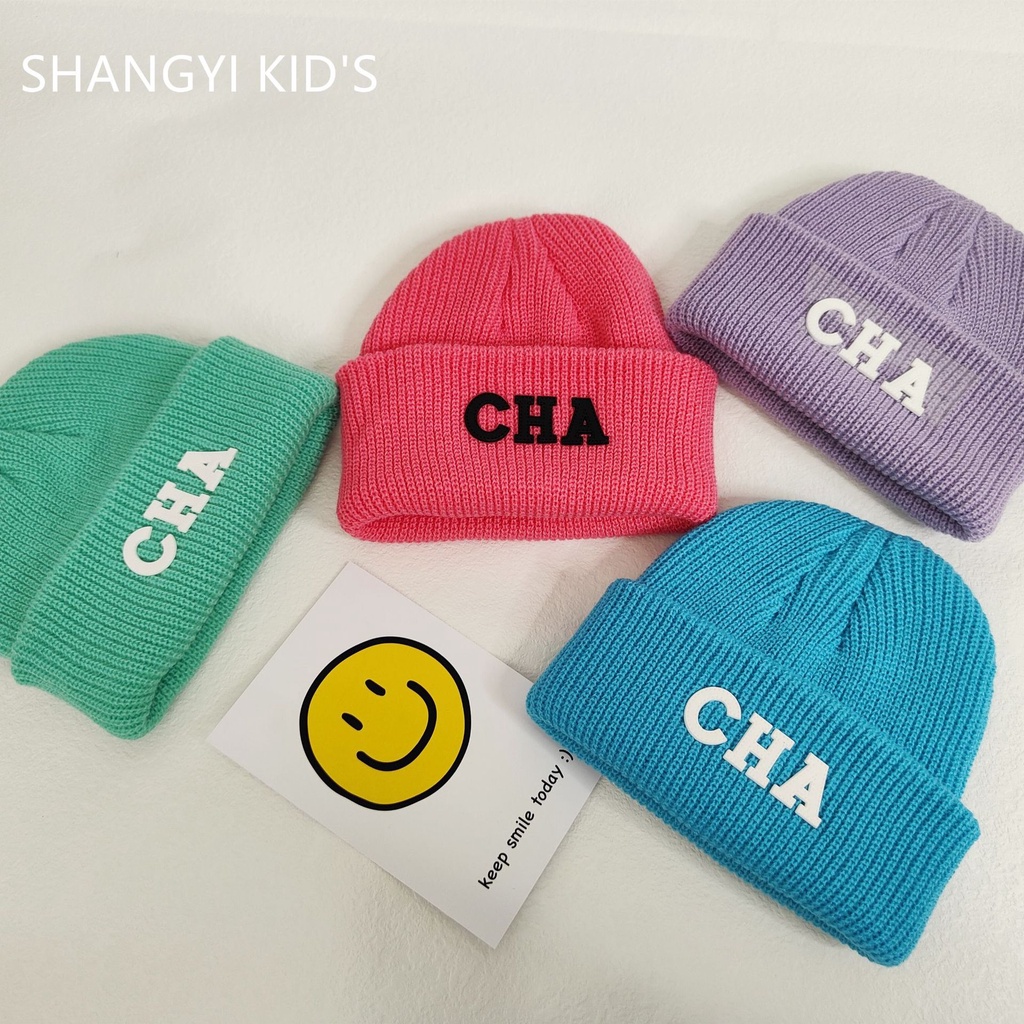Mũ Len In Chữ Phong Cách Hàn Quốc Xinh Xắn Cho Bé