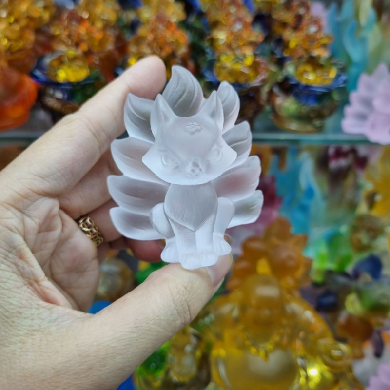 Tượng hồ ly chúa 9 đuôi lưu ly phong thủy để bàn