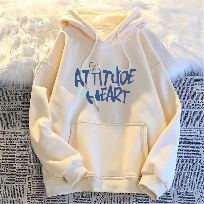 COZOK Áo Hoodie Tay Dài Form Rộng In Họa Tiết Thời Trang