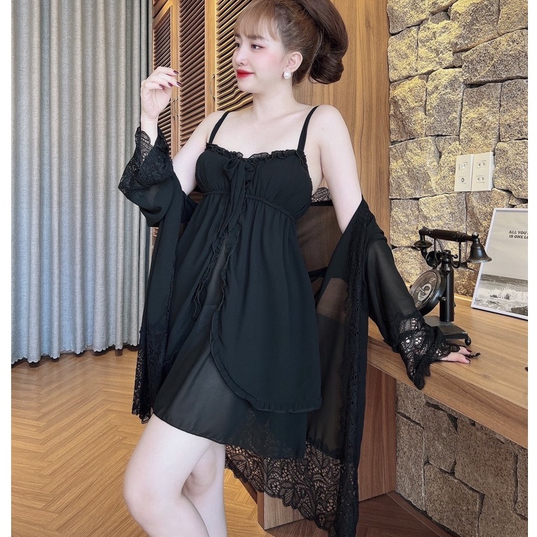 Váy Ngủ Nữ SOJUN Vải Lụa Chiffon size 45 -65kg