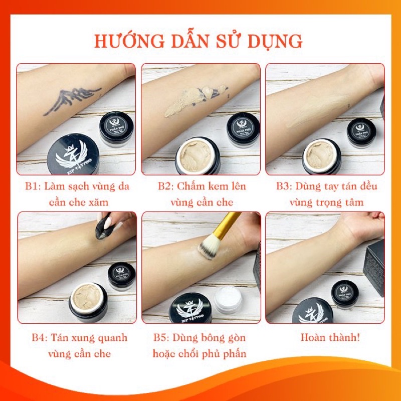 Kem che hình xăm Zip Tattoo 5g - Cam kết che phủ 100% diện tích hình xăm