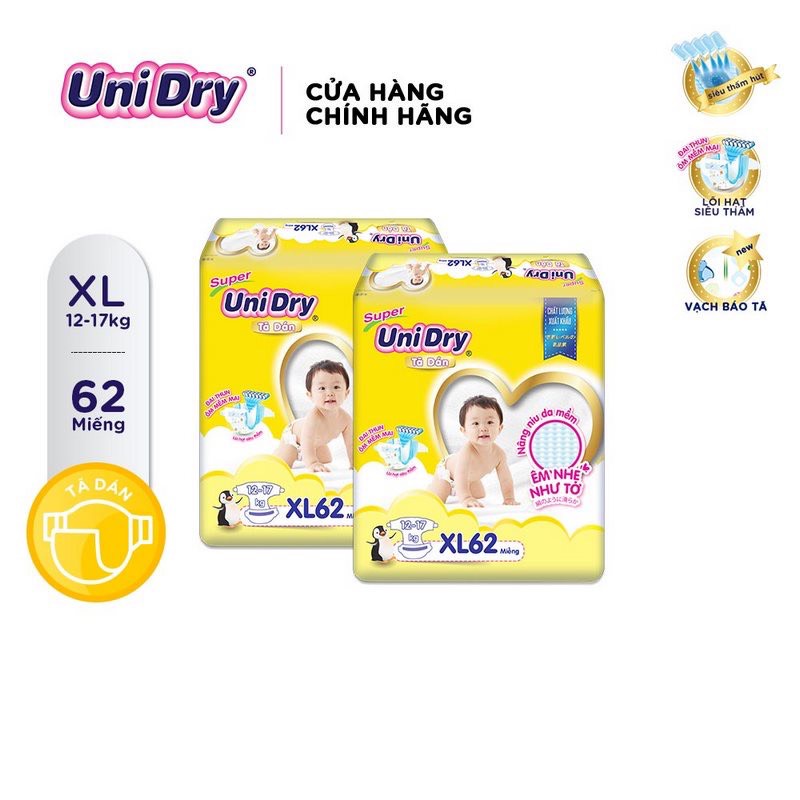 Bỉm Unidry dán M76,L68,XL62 miếng