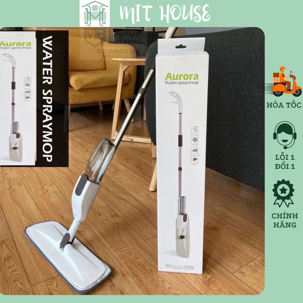 Cây lau nhà phun sương Aurora, chổi lau nhà thông minh xoay 360 độ không phải khom lưng mẫu mới nhất