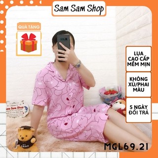 Đồ mặc nhà cho nữ, pijama lụa mango, đồ ngủ áo cộc quần lửng size dưới 62kg - Sam Sam Shop