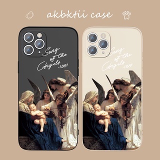 Ốp lưng iphone Ốp điện thoại silicon hình thiên thần AKBKTII thích hợp cho iPhone 11Pro Max 7 8 plus 13 12ProMax Xr Xs Max 13 12 Mini