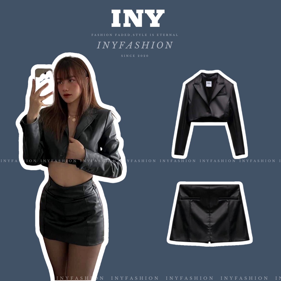 Áo da nữ dáng ngắn,áo da dáng croptop cao cấp nhà Inyfasion