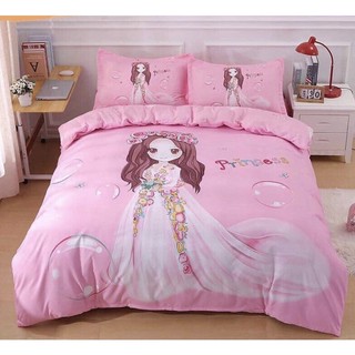 Bộ chăn ga Cotton TINA hoạt hình chất cotton mềm mát -mẫu cho bé gái