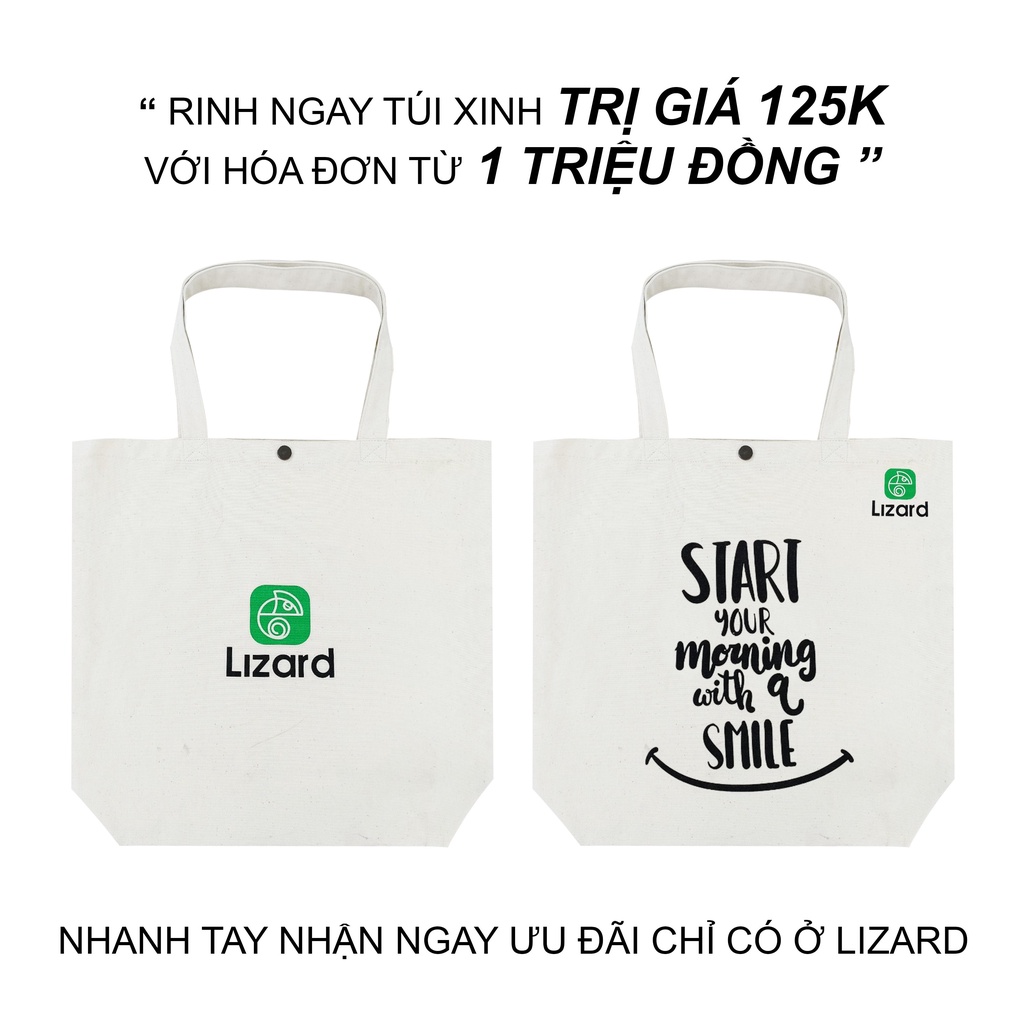 Túi Tote Canvas Lizard Phong Cách Hàn Quốc Có Khóa Cài