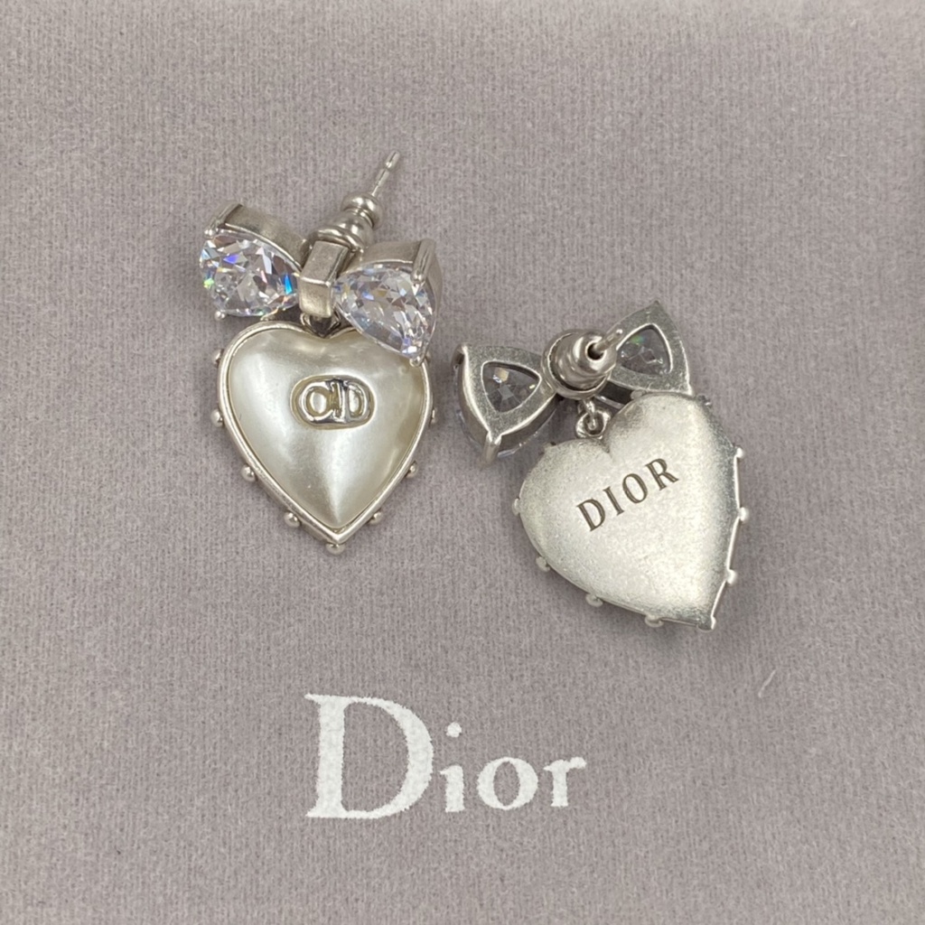 Khuyên Tai Hình Nơ Trái Tim Đính Đá Kim Cương Giả Phong Cách Mới Ngọt Ngào Cho Nữ