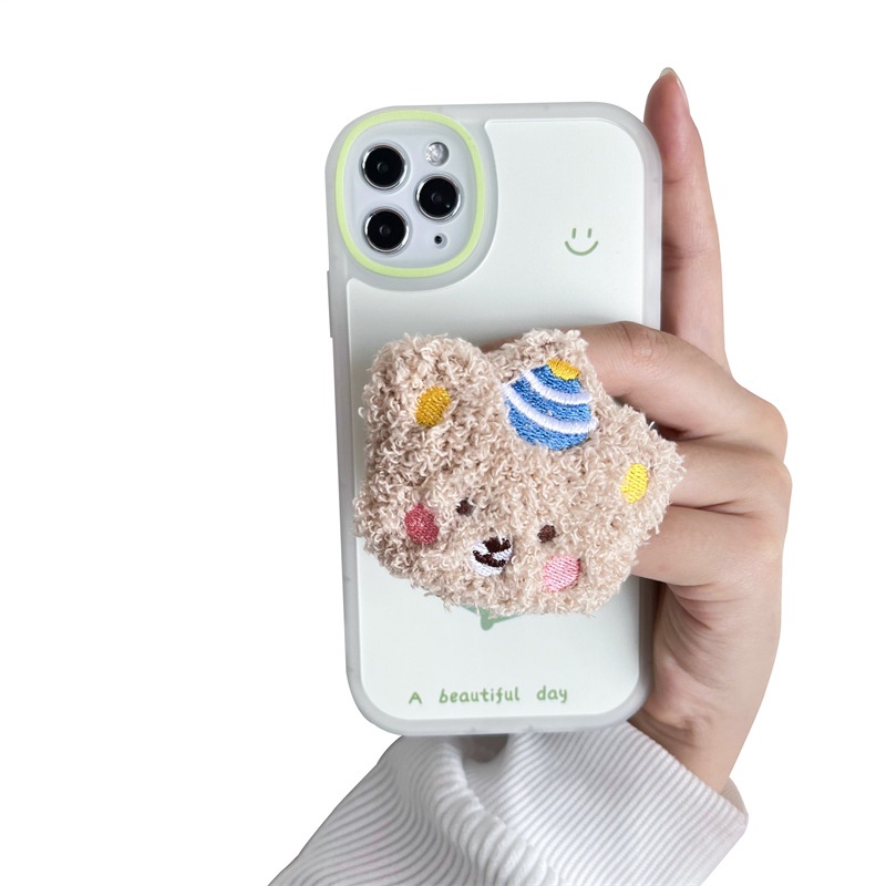 Giá Đỡ Điện Thoại Hình Gấu Bông Màu Trơn Dễ Thương