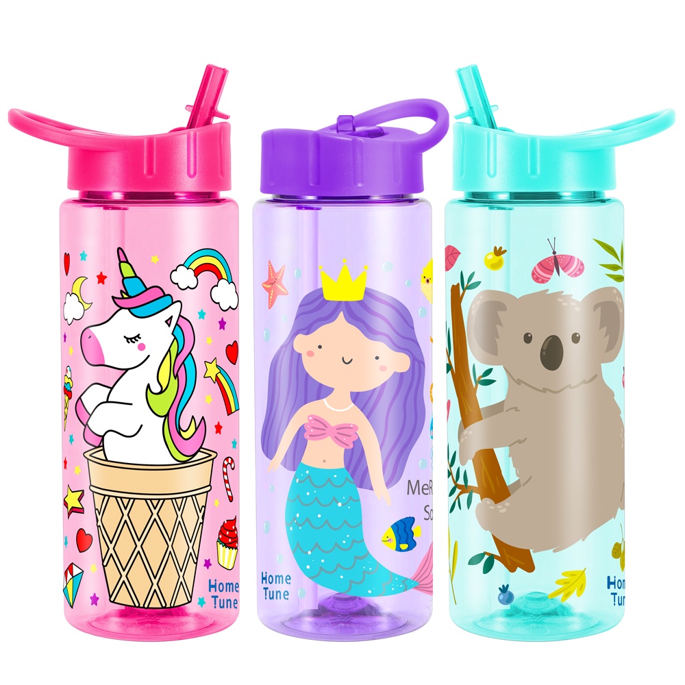Bình Nước Nhựa Không bpa Có Ống Hút Dễ Thương Cho Bé Dung Tích 20oz / 591ml