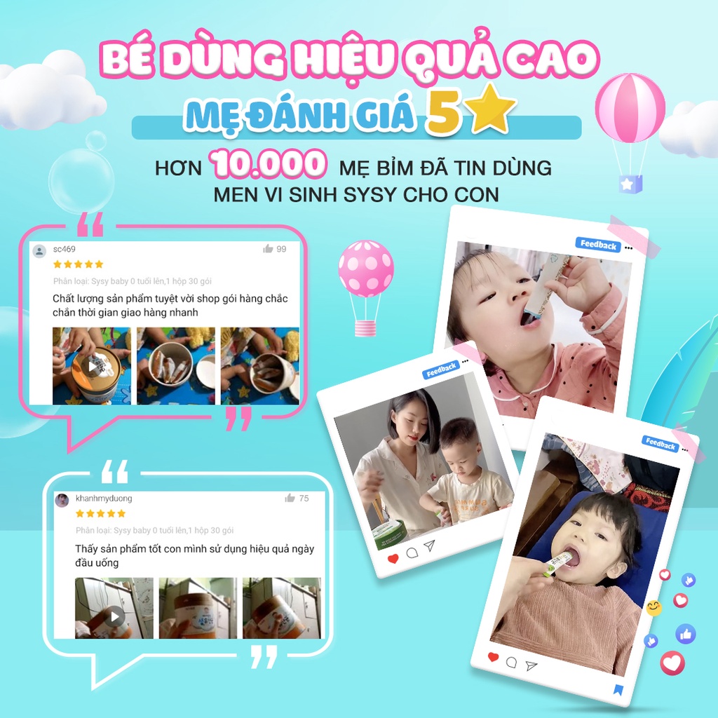 Men vi sinh Sysy Baby Lotte Hàn Quốc, bổ sung lợi khuẩn hỗ trợ cho bé táo bón biếng ăn 30x2g