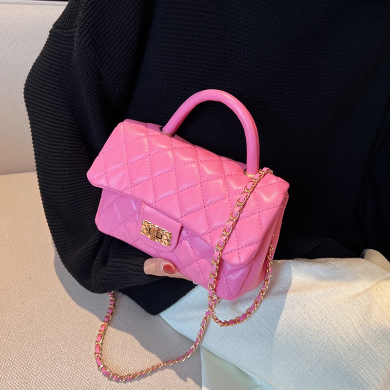 IELGY Túi Đeo Chéo Bằng Da Mềm Màu Đen Họa Tiết Hình Thoi Thời Trang Cho Nữ