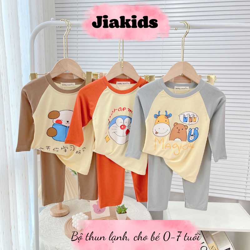 Bộ Dài Tay Minky Mom Vải Thun Lạnh Thiết Kế Raglan Size Nhí, Size Đại Cho Bé Trai, Bé Gái-Mã: TD-IN74