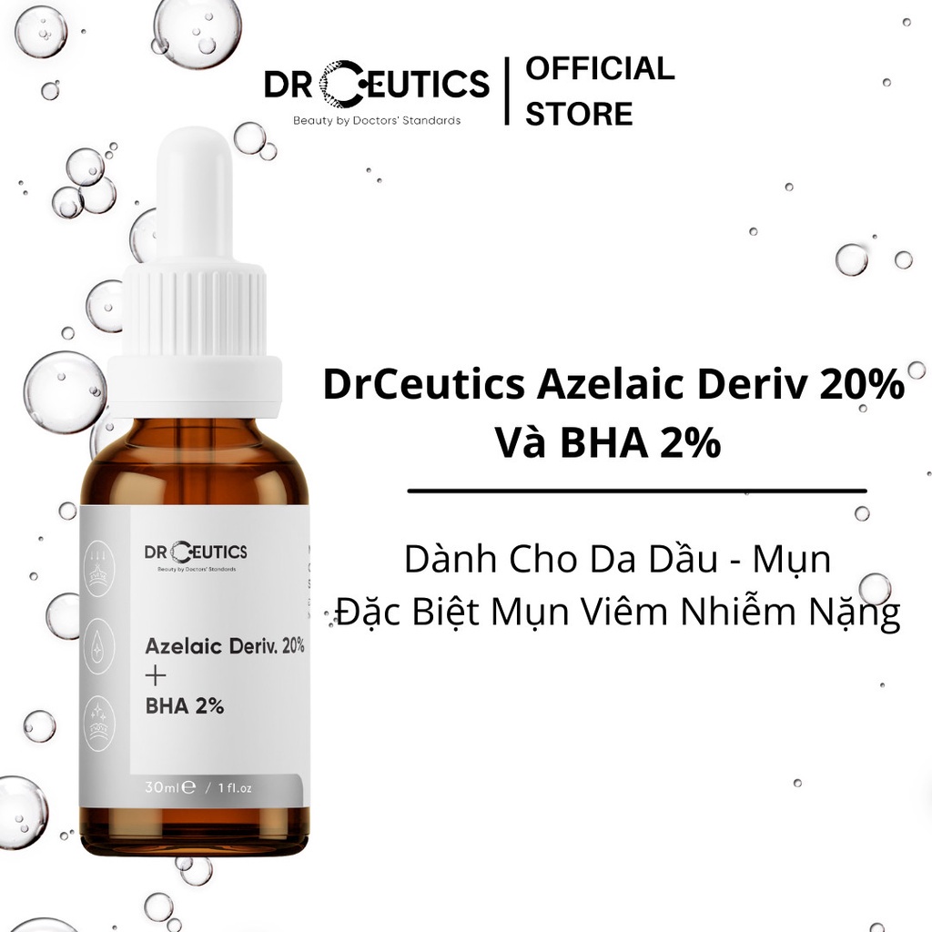 Tinh Chất Làm Giảm Mụn Mờ Thâm DrCeutics Azelaic Deriv 20% Và BHA 2%