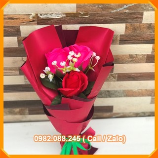 Hoa hồng sáp thơm 3 bông kèm túi -Hoa sáp thơm vĩnh cửu làm quà 8/3 - 20/10