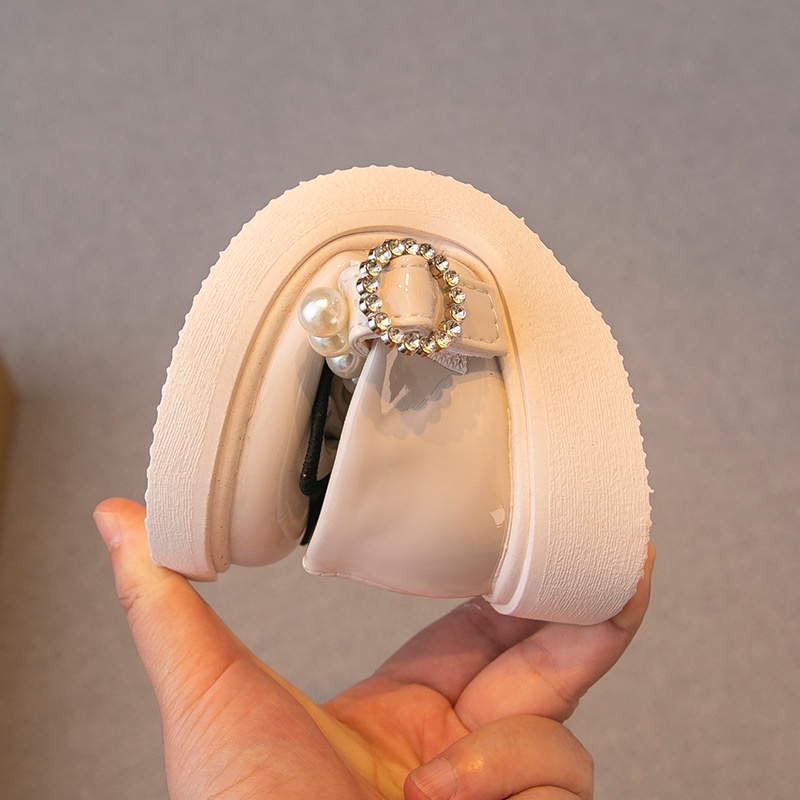 Giày Búp Bê Bé Gái Da Mềm, Giày Công Chúa Quai Ngang Đính Ngọc Khoá Dán Đính Nơ Viền Cho Bé 1-10 Tuổi