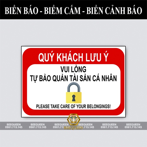 Biển Báo Nhắc Nhở Bảo Quản Tài Sản Cá Nhân