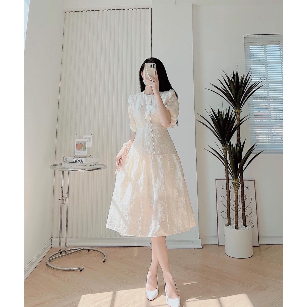 Đầm bigsize hoa nổi tiểu thư tay lỡ phối ren thiết kế nhìn là mê ( Thời trang Vicky G - Anitagreen ) HN1122