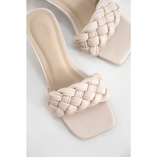 OLV - Giày Beige Braided Heels