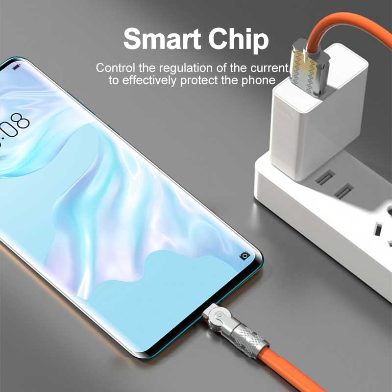 Dây Cáp Sạc USB Loại C Chơi Game 120W 6A Xoay 180 Độ Bằng Silicon Cho Samsung iPhone Huawei