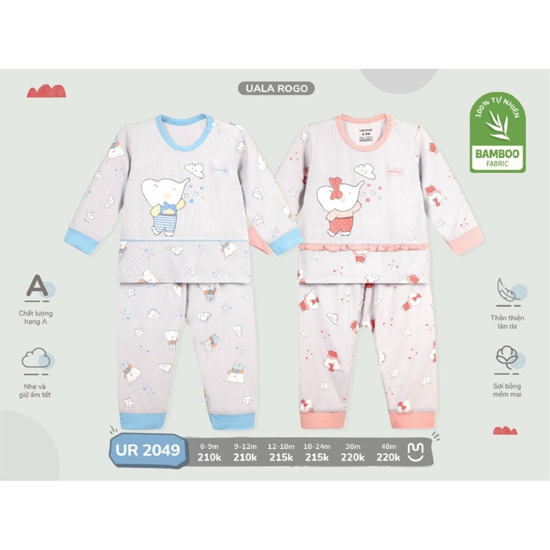 bộ dài tay uala rogo (6m-3y)