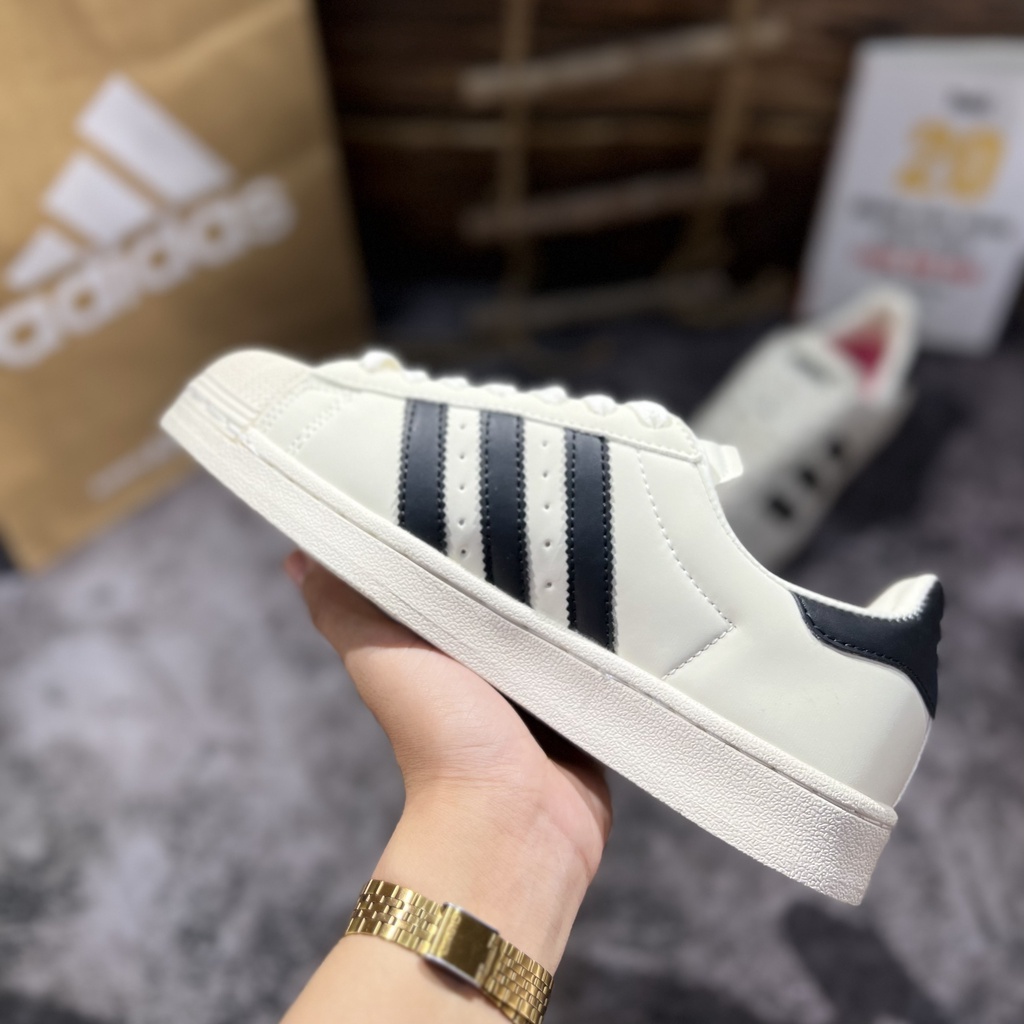 Giày Thể Thao Nữ _Adidas Mũi Sò Trắng Kem OX, Giày Sneaker Thể Thao Nữ Adida.s Suppersta.r OX Trắng Kem Bản Mới