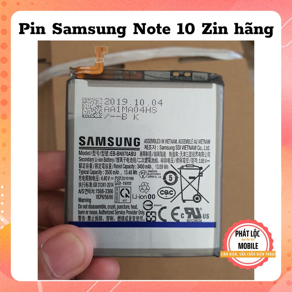 Pin Samsung Galaxy Note 10 ZIN chính hãng do Samsung sản xuất, Dung lượng 3500mAh, Bảo hành 3 tháng