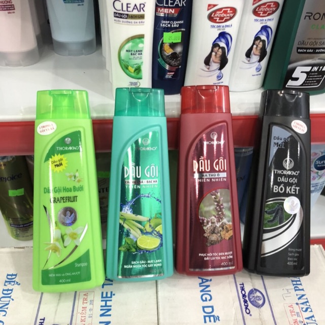 Dầu gội thorakao 400ml 4 hương gồm:bưởi,chanh sả,hà thủ ô,bồ kết,hương tỏi,củ sả mần trầu