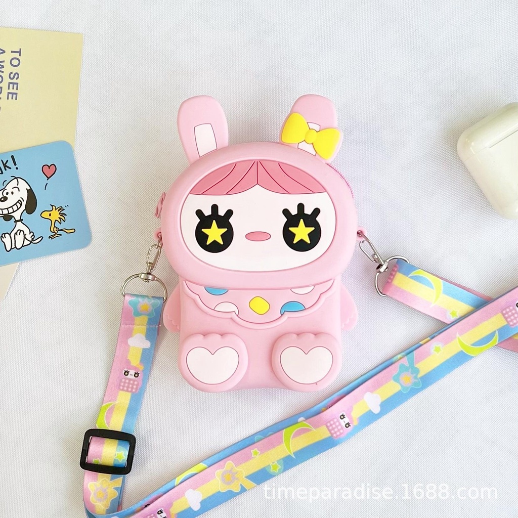 PVN55388 Túi Đeo Chéo Bằng Silicon Họa Tiết Hoạt Hình Phong Cách Phương Tây Cho Bé Gái