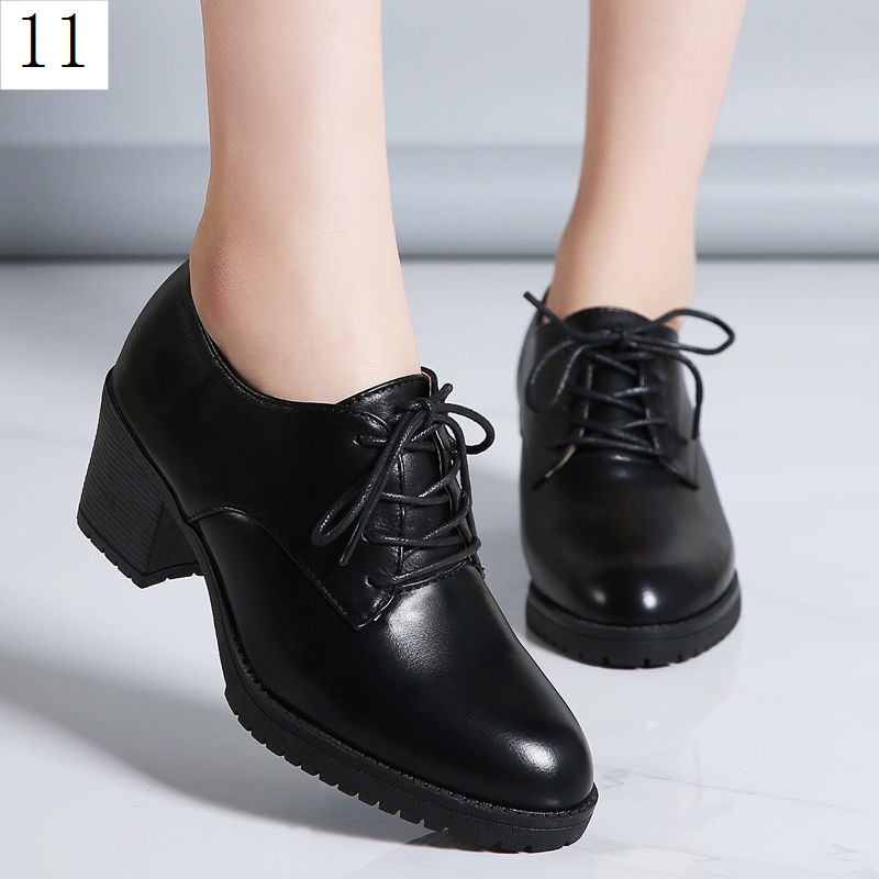Giày Cao Gót Da Mềm Đế Dày Buộc Dây Thời Trang Cho Phụ Nữ Trung Niên