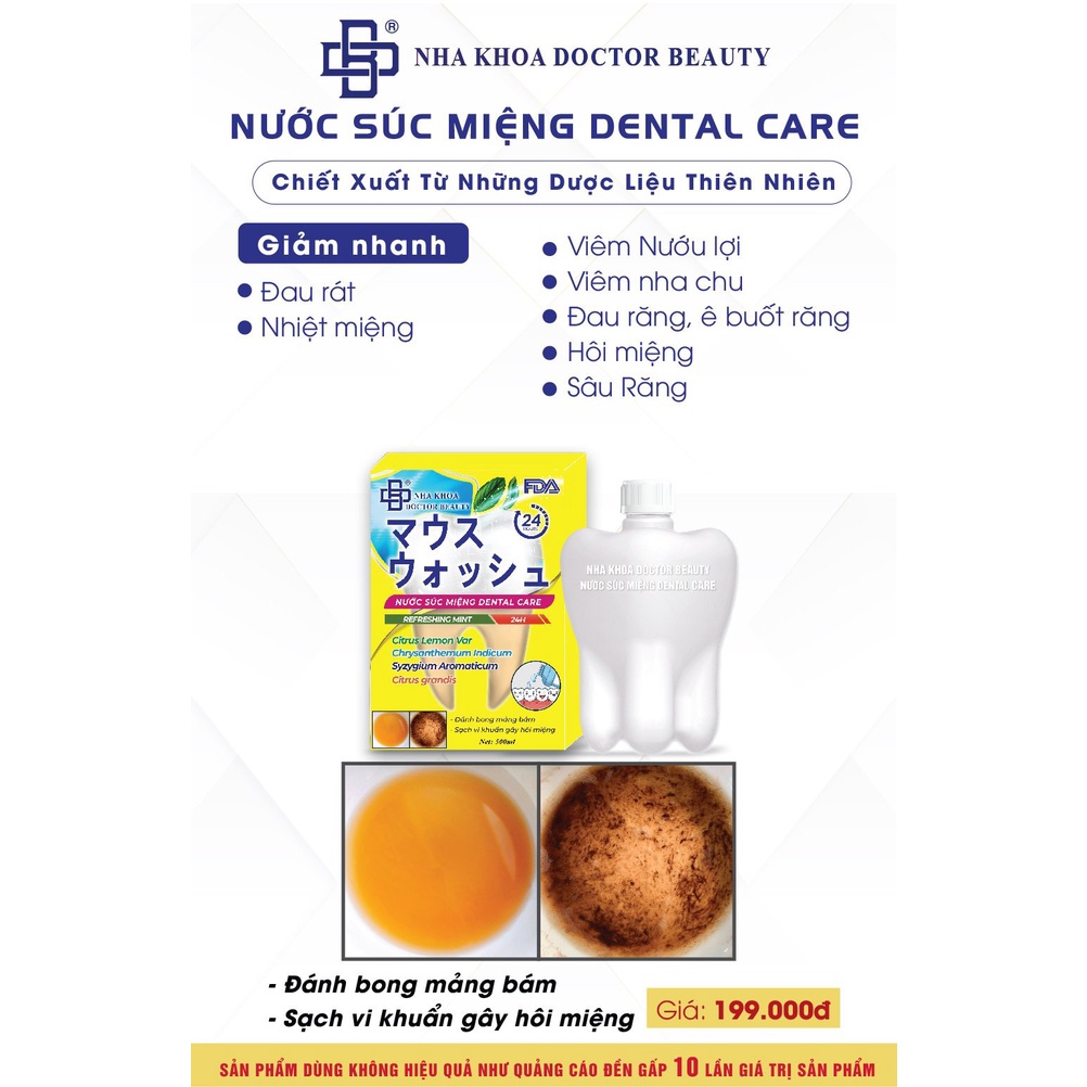 Nước súc miệng DENTAL CARE, thơm miệng, trắng răng, không còn hôi miệng + tặng Kem chống nắng Đông trùng hạ thảo
