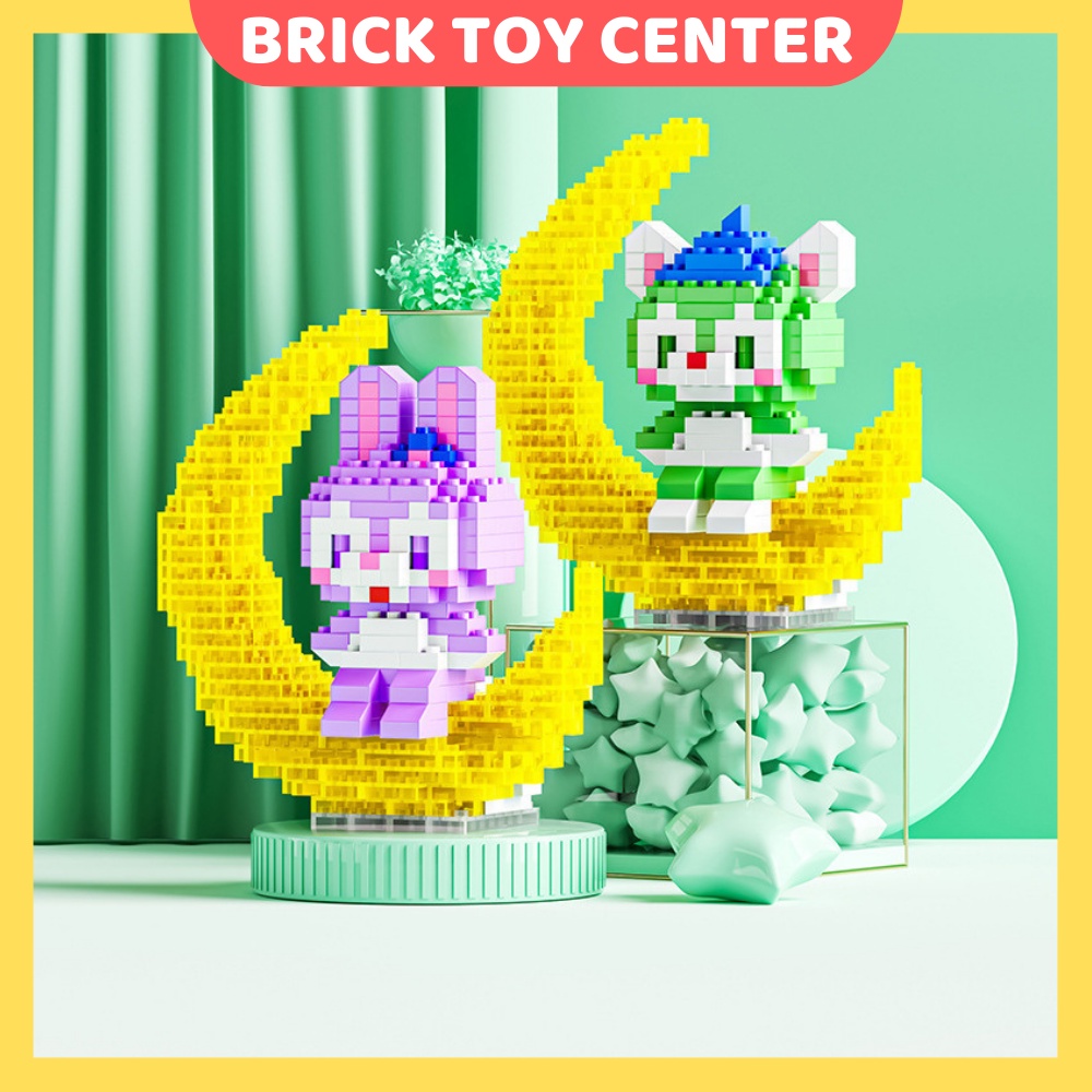 Đồ chơi lắp ghép giá rẻ mô hình nhân vật hoạt hình Disney dễ thường trên mặt trăng có đèn phát sáng