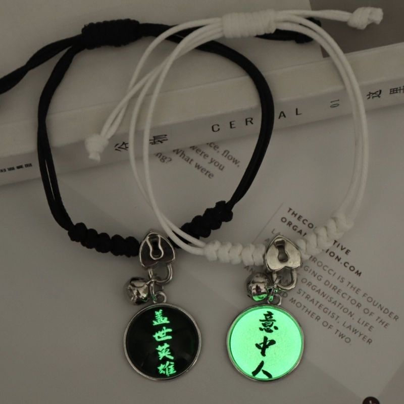 Set 2 Vòng Tay Dây Thừng Mặt Trăng Và Ngôi Sao Phát Sáng Trong Bóng Tối