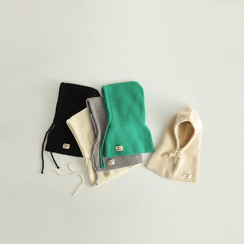 Mũ Len Trùm Đầu Tích Hợp Khăn Choàng Cổ Bảo Vệ Tai Thời Trang Thu Đông Cho Bé