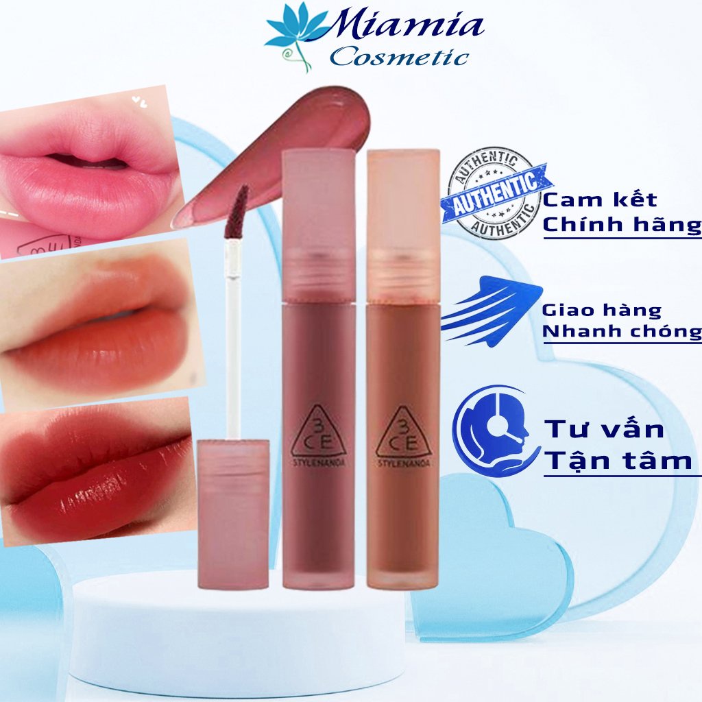 Son Kem Lì 3CE Blur Water Tint Early Hour Sepia Casual Affair Laydown Double Wind Pink Guave Bake Beige Play Off 4.6g