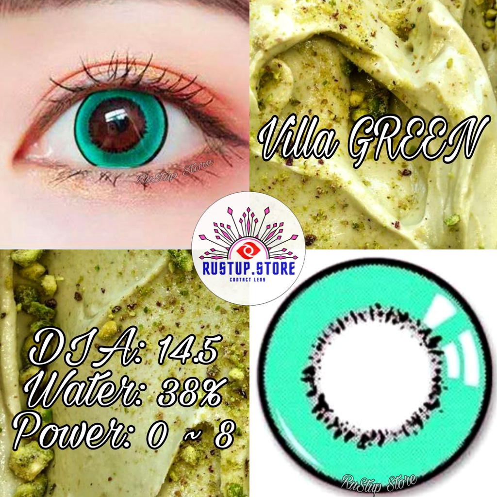 CONTACT LENS dòng VILLA màu XANH LÁ ~ Từ 0~>8 độ.