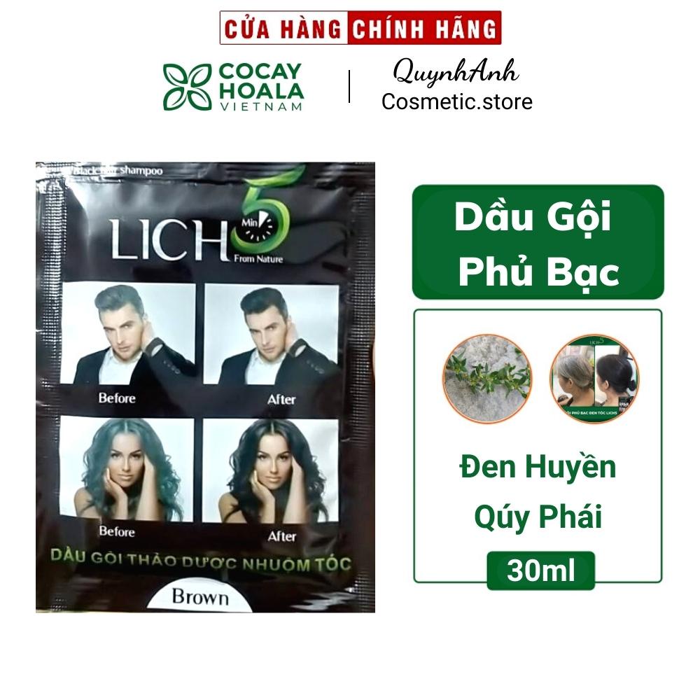 Gói Dầu Gội Đầu Phủ Bạc Lich5 Đen 30gr Cỏ Cây Hoa Lá Chính Hãng Nhuộm Tóc Thảo Dược Thiên Nhiên Không Hóa Chất Độc Hại