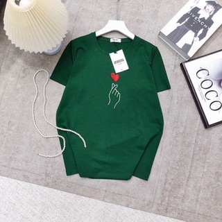Áo Thun Thái Phom Rộng Thêu Cao Cấp , Áo Phông Nữ Rộng Thêu Tay Bắn Tim Độc Quyền Shop YUNA