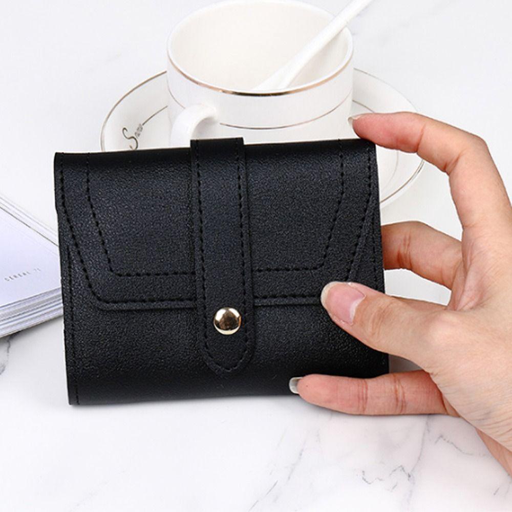 Ví Ngắn Gập Ba Bằng Da PU Màu Trơn Thời Trang