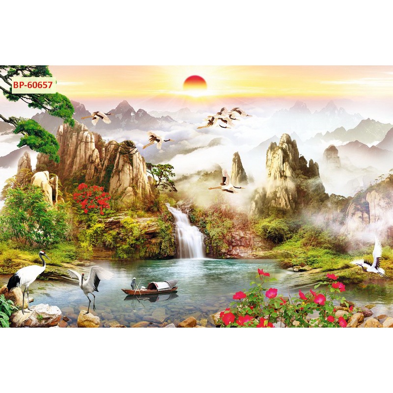 Tranh Dán Tường Sơn Thủy In Vải Lụa 3D Cao Cấp được tìm kiếm nhiều nhất