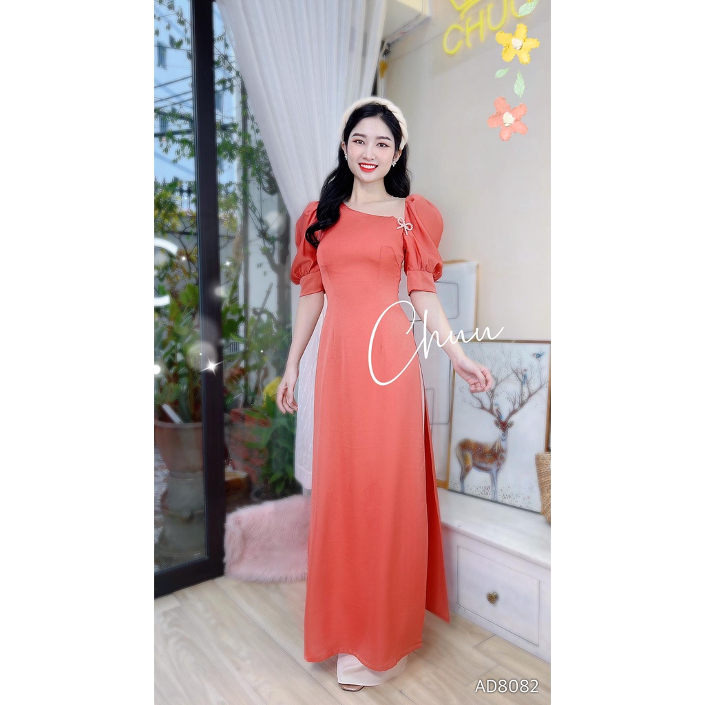 Áo dài cách tân tay lệch pha lưới CHUU AD8082 - không kèm quần