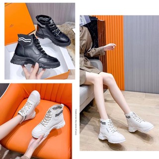 Giày bốt cổ chun viền trắng - giày qc chuẩn loại 1- ar mo ny