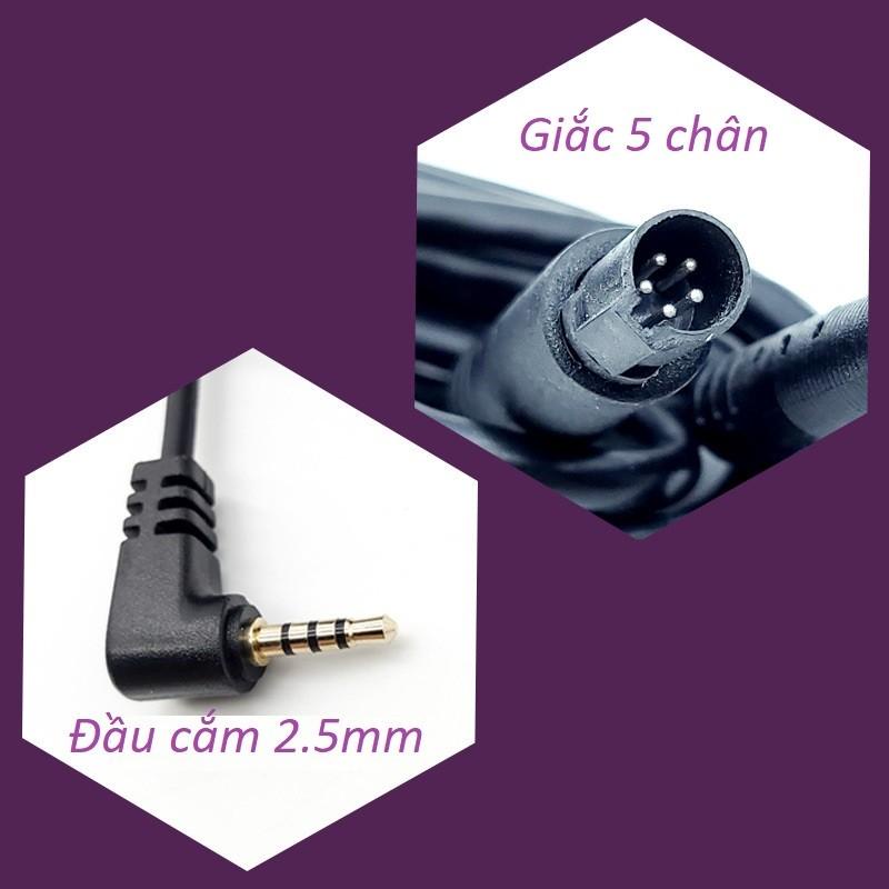 Dây camera lùi nối dài 9 mét 12 mét giắc 2.5mm chân 5 pin của cam hành trình chip IC chống nhiễu