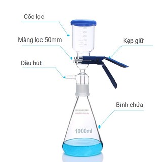 Bộ lọc hút chân không 500ml 1000ml 2000ml, bộ lọc vi sinh 500ml 1000ml bằng thủy tinh