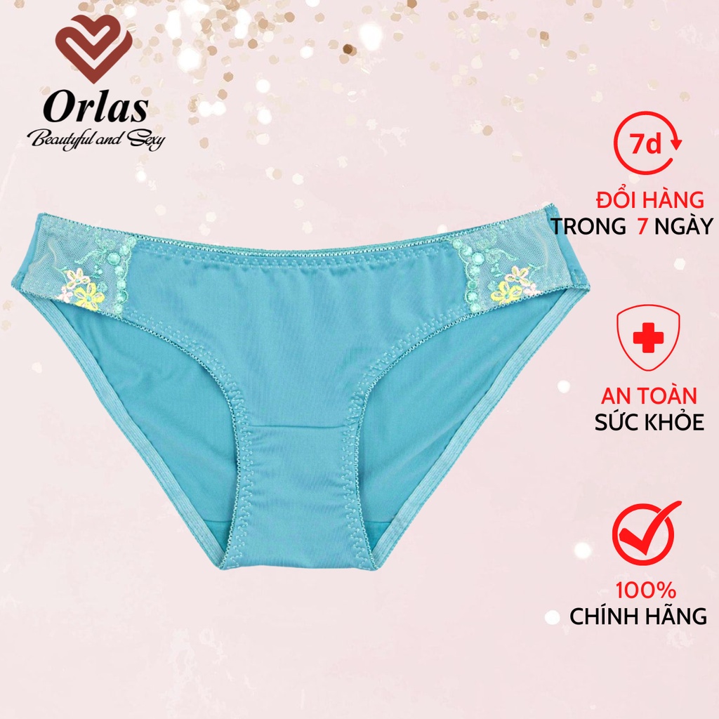 (2 chiếc) Quần lót nữ Orlas chất liệu thun lạnh, quần sịp tam giác thun lạnh mềm mịn phối ren thêu